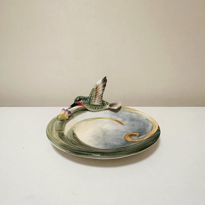 Ceramic Tea Cup and Saucer Set 竊?OZ 3D Hand-painted Hummingbird and Flower Coffee Mug竊똆ift for Women