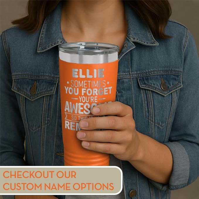 Spotted Dog Company Inspirational Tumbler, Inspirational Gifts for Men Dad Father Wife Sister Women, Birthday For Him Her, You?셱e Awesome Tumbler, Teacher Coworker Gifts 20oz Orange