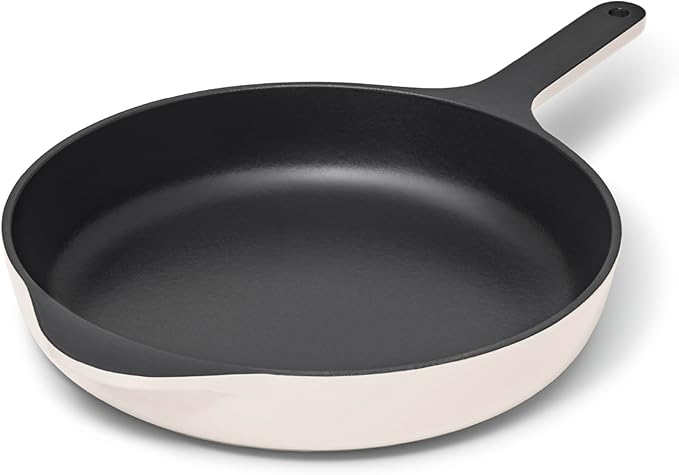 Caraway Cast Iron Skillet - 10.5??Enameled Cast Iron Pan With 3 Layer Enamel Coating - No Seasoning Required - Compatible With All Stovetops - Free From Forever Chemicals - Cream