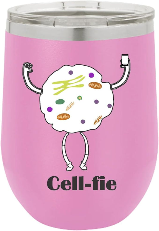Cell Fie Wine Tumbler, Cell Fie Gift Lover, 12oz Stainless Steel Wine Tumbler, Gifts For Him, For Her, For Boys, For Girls, Birthday, Christmas Gift idea (Light Purple)
