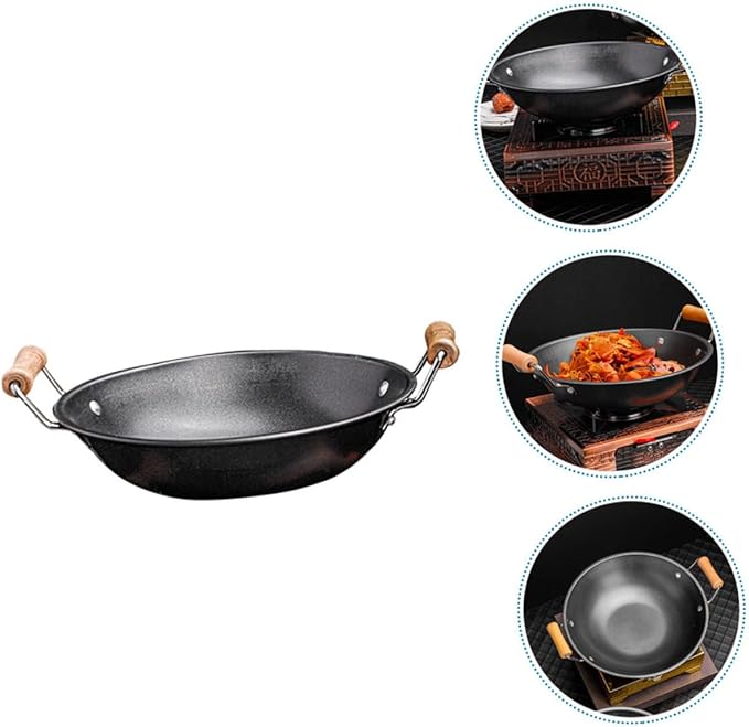 Double Handle Nonstick Cooking Wok Household Cookware with Handles for Hot Pot and Everyday Cooking Easy to Transport