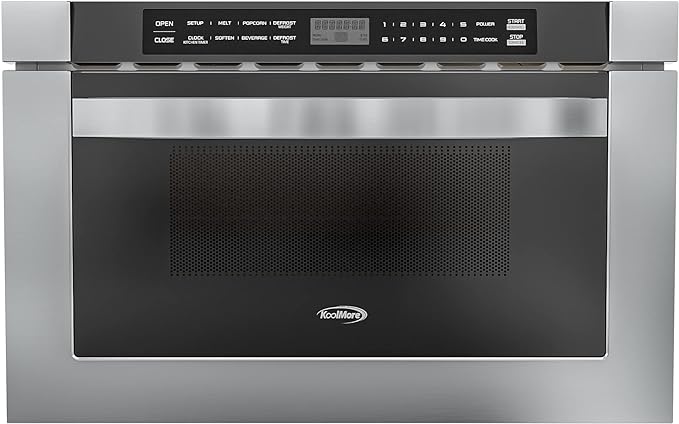 KoolMore 24 Inch Stainless-Steel Microwave Drawer with 1.2 cu. ft. Capacity, 1000W Power with 10 Custom Cooking Levels, Memory, and Timer Functions, Wall-Mounted with Flat Bottom (KM-MD-1SS)