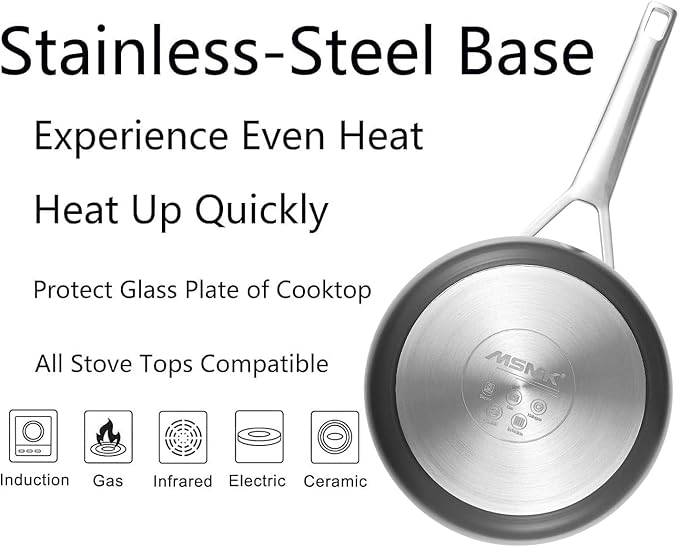 MSMK 2 Quart Saucepan with Lid, Burnt also Nonstick, PFOA Free Non-Toxic, Oven Safe to 700 ?됵펽Scratch-resistant, Induction Cooking Pot, for Induction, Ceramic and Gas Cooktops