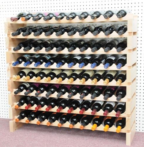 Wine Rack Wood -40 Bottles Modular Hardwood Wine Racks (10 bottles x 4 shelves)