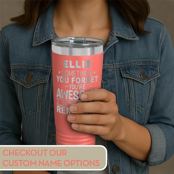Spotted Dog Company Inspirational Tumbler, Inspirational Gifts for Men Dad Father Wife Sister Women, Birthday For Him Her, You?셱e Awesome Tumbler, Teacher Coworker Gifts 20oz Coral