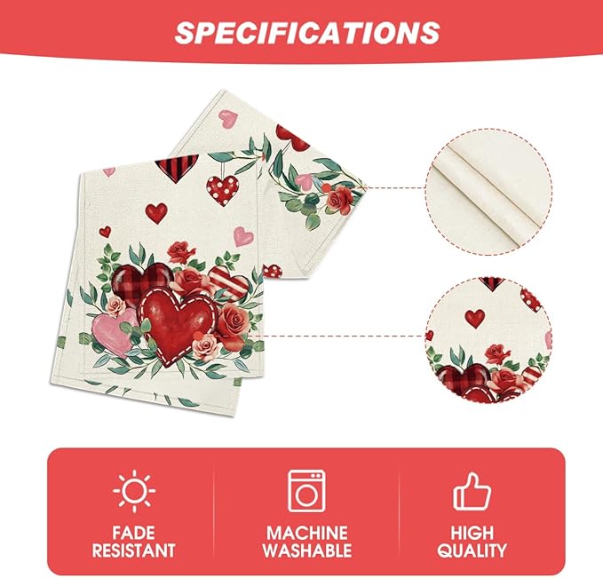 Artoid Mode Red Roses Flowers Eucalyptus Valentine's Table Runner, Wedding Kitchen Dining Table Decoration for Home Party Decor 13x36 Inch