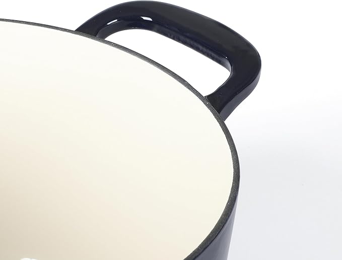 Martha Stewart Gatwick 7 QT Enamel Cast Iron Dutch Oven ??Navy Blue, Heavy-Duty Durable Dutch Oven for Slow Cooking, Braising, and Baking