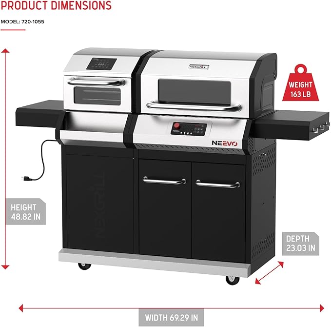 Neevo 44,000 BTU Liquid Propane Gas Grill with Built-in Air Fryer ??714.3 sq. in. Cooking Area, Smart Outdoor BBQ with Cast Iron Grates, App Connectivity & Electronic Controls, Model 720-1055