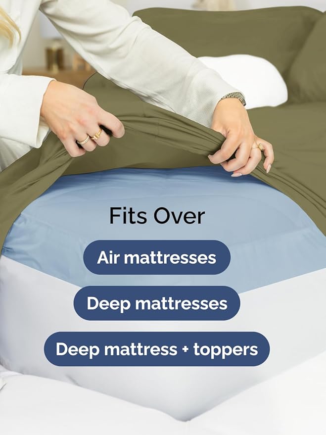 Extra Deep King Sheet Set - 6 Piece Breathable & Cooling Sheets - Hotel Luxury Bed Sheets Set - Easy & Secure Fit - Soft, Wrinkle Free & Comfy Sheets Set - Sage Green Sheet Set with Extra Deep Pockets