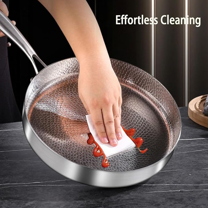 Titanium Hammered Pan Pro with Lid, Multifunctional Ultra-Durable Scratch-Resistant Non Stick, Even Heating for Cooking, Titaniums Nutri Pans Compatible with All Cooktops,9.44in/lid