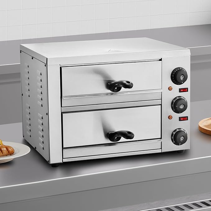 VEVOR Electric Pizza Oven for Countertops, 12-inch, 1700W, with Temp Control & 0-60 Min Timer, Even Baking Technology & Easy Clean Crumb Tray, Ideal for Both Commercial & Home Kitchens