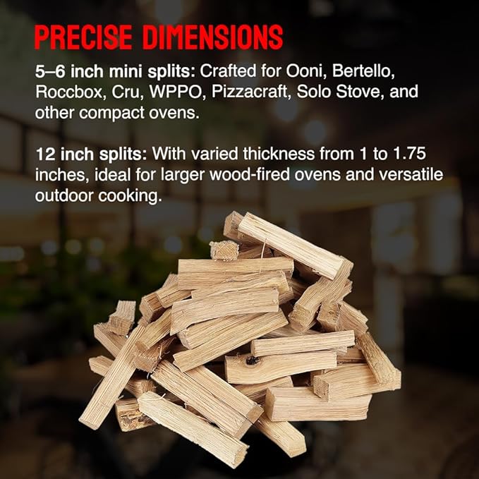Pizza Oven Wood, 10 to 12?멗nch Firewood Logs, Cherry Hardwood Splits for Wood-Fired Pizza Ovens, USA Made, Sustainably Milled, Approximately 20-25 lbs
