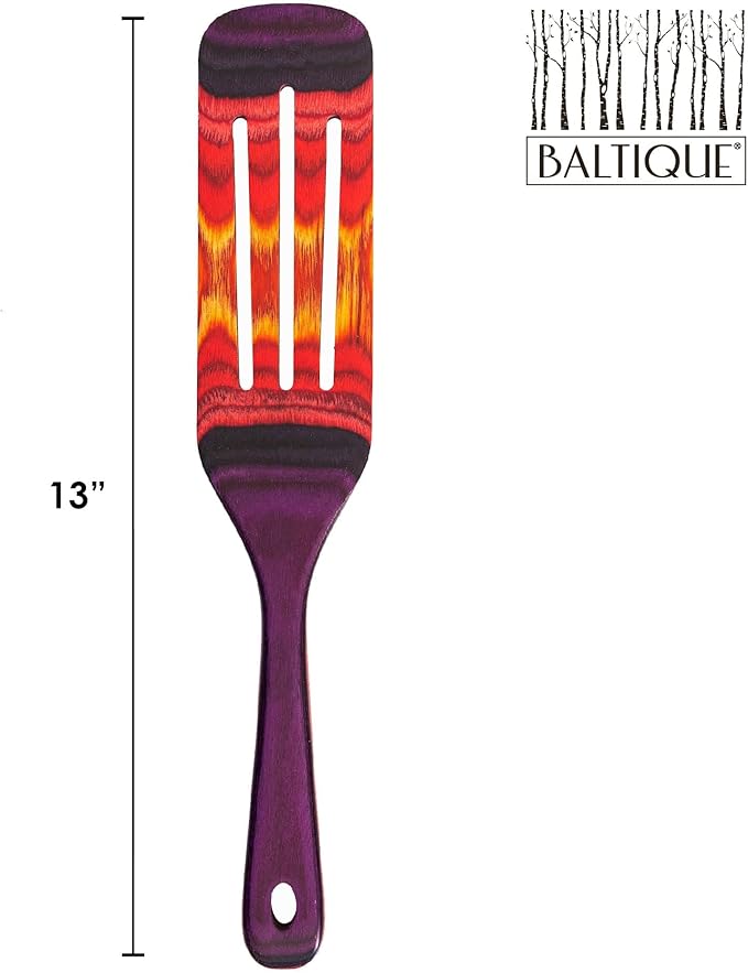 Baltique Waikiki Collection 13" Wooden Spurtle Spatula ??Colorful Birch Wood Cooking Utensil, Nonstick Safe, Versatile Stirring & Serving Tool