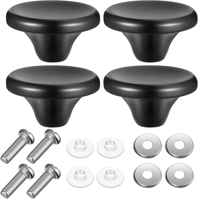 Hotop 4 Sets Dutch Oven Knob Stainless Steel Replacement Knob Pot Lid Handle Compatible with Le Creuset, Aldi, Lodge and Other Enameled Cast-Iron Dutch Oven (Black)