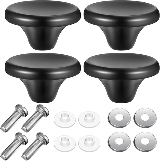 Hotop 4 Sets Dutch Oven Knob Stainless Steel Replacement Knob Pot Lid Handle Compatible with Le Creuset, Aldi, Lodge and Other Enameled Cast-Iron Dutch Oven (Black)