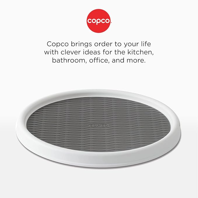 Copco Basics Non-Skid Pantry Cabinet Lazy Susan Turntable, 12-Inch, White/Gray, 1 Count (Pack of 6)