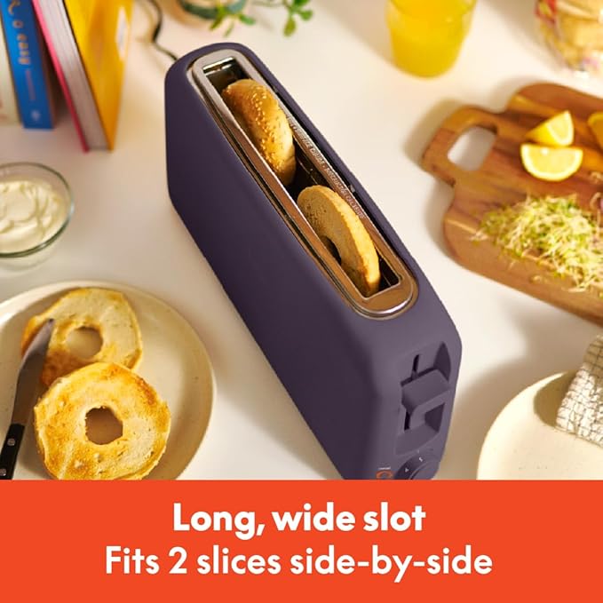 bella 2 Slice Slim Toaster, Fits-anywhere??Kitchenware, 6 Setting Shade Control with Reheat & Cancel Buttons, Fits sourdough, 10??Long Slot, Anti Jam & Auto Shutoff, 900 Watt, Plum