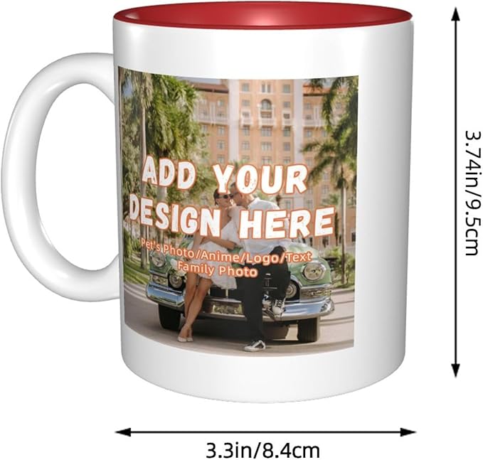 Custom Color Mugs with Partial or Full-Size Printing Customizable Photos and Text Coffee Mugs Creative Multicolor Designs Image (Partial, Red)