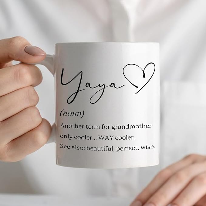 Yaya Grandma Mug, Yaya Grandmother Gifts from Grandkids Coffee Cup Ceramic, Grandma Gifts for Birthday Christmas Ceramic Coffee Tea Mug 11 oz