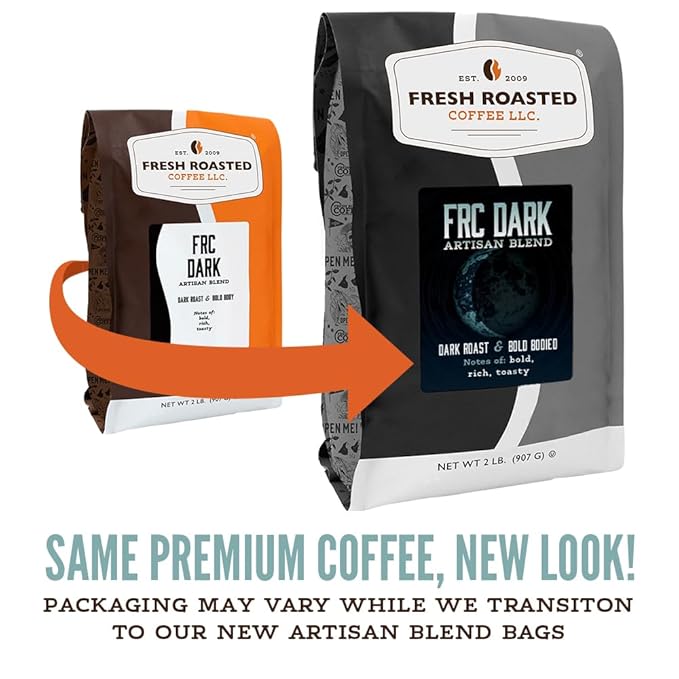 Fresh Roasted Coffee, FRC Dark Roast Blend, 5 lb (80 oz), Kosher, Whole Bean