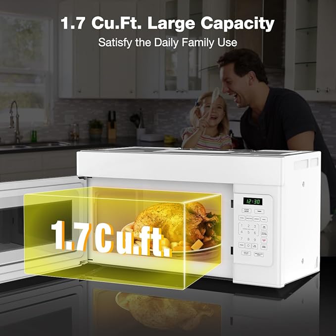ThermoMate 30" Over-the-Range Microwave Oven with 1.7 Cu. Ft. Capacity, 1000 Cooking Watts, One-Touch Cooking Options, 300 CFM, LED Lighting, White