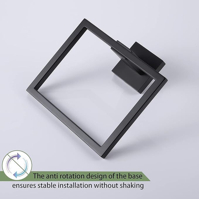 KOKOSIRI Hand Towel Ring Shower Towel Hanger 2PC Bath Towel Holder Bathroom Lavatory Stainless Steel Wall Mount 2 Pack, Matte Black, B3004BK-P2