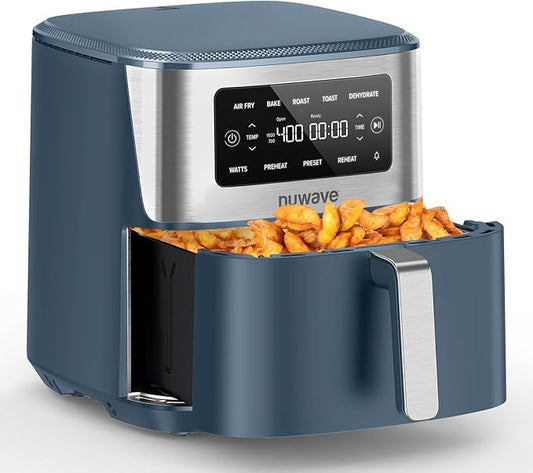 Nuwave Brio Plus 6-in-1 Air Fryer, 7-Qt Large Capacity, 50°F??00°F Precise Temp Control, Non-Toxic PFAS-Free Nonstick, Air Fry, Bake, Roast, Toast, Dehydrate, Reheat, 100 Presets, Dishwasher Safe