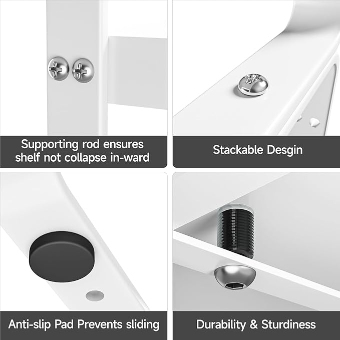 16.5-27?쇺셂 Expandable Cabinet Countertop Shelf Organizer, Stackable Metal Shelves, Kitchen Organizers and Storage, White Storage Spice Rack for Pantry and Cupboard