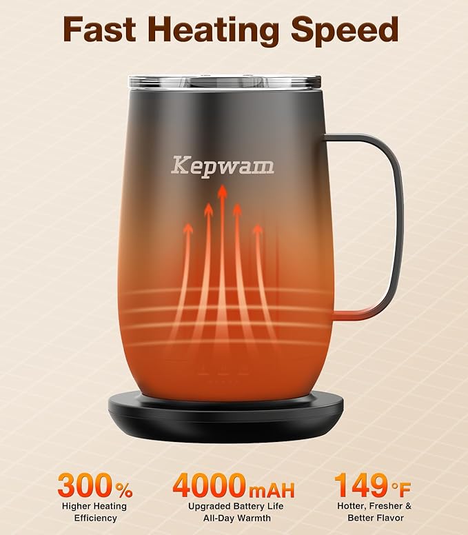 Heated Coffee Mug T2-Plus, 20oz Leading Large Capacity Self Heating Coffee Mug, Up to 8 Hrs Battery & Hot Up to 149?? Smart Coffee Mug for Women, Men