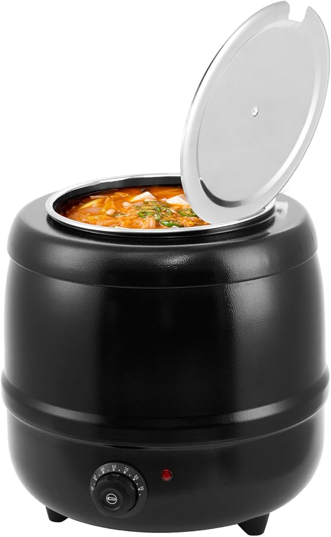 GarveeHome Soup Warmer, 13.7 Quarts Commercial Grade Soup Kettle with Hinged Lid and Detachable Stainless Steel Insert Pot, Food Warmer with Anti-Scald Handle for Restaurants, Buffet, Catering