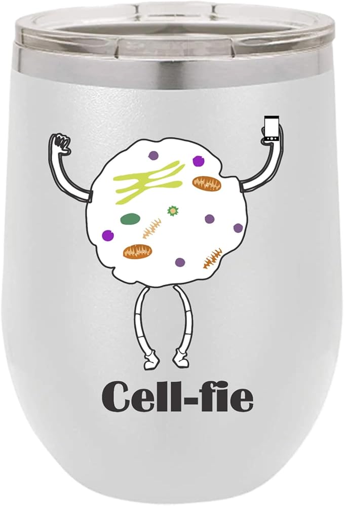 Cell Fie Wine Tumbler, Cell Fie Gift Lover, 12oz Stainless Steel Wine Tumbler, Gifts For Him, For Her, For Boys, For Girls, Birthday, Christmas Gift idea (White)