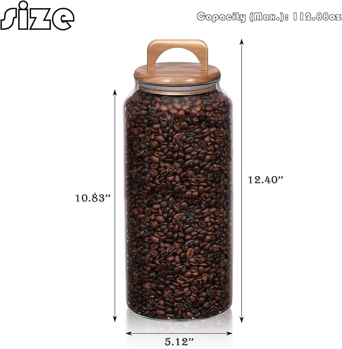 WHJY 2 pack 107oz Large Glass Jars with Wood Lids Flour Sugar Storage Containers for Kitchen Pantry Large Airtight Clear Canister for Coffee Bean Snacks Dried Goods