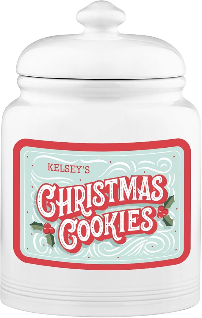 Let's Make Memories Personalized Christmas Cookie Jar - For Her - Kitchen Christmas D챕cor