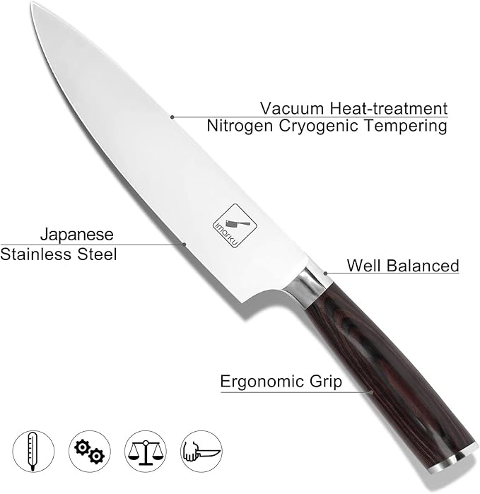 imarku Japanese Chef Knife - Sharp Kitchen Knife 8 Inch Chef's Knives HC Steel Paring Knife, Unique Gifts for Men and Women, Gifts for Mom or Dad, Kitchen Gadgets with Gift Box, Gyutou Knives