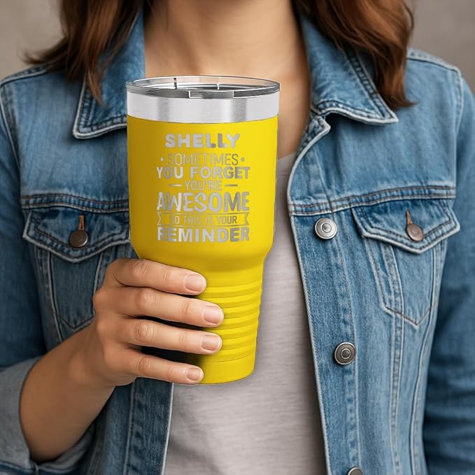 Personalized Inspirational Tumbler, Inspirational Gifts for Men Dad Father Wife Sister Women, Cusom Birthday For Him Her, Customized You?셱e Awesome Tumbler, Teacher Coworker Gifts 30oz Yellow