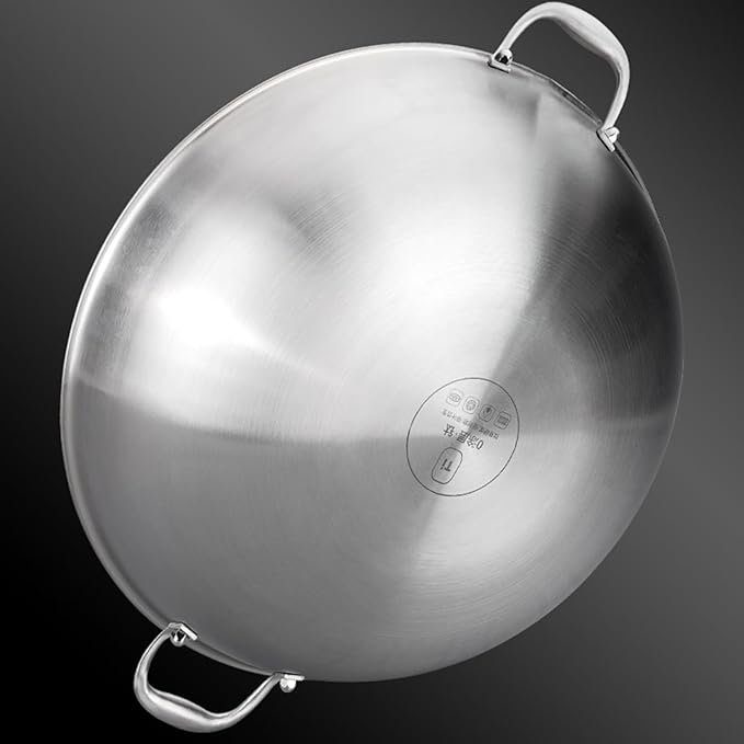 12.6 Inch Titanium Hammered Wok with Double Handles, Frying Pans Nonstick, Non-Stick Wok, Scratch-Resistant Non Stick Titanium Pans for Cooking,No lid 12.6in
