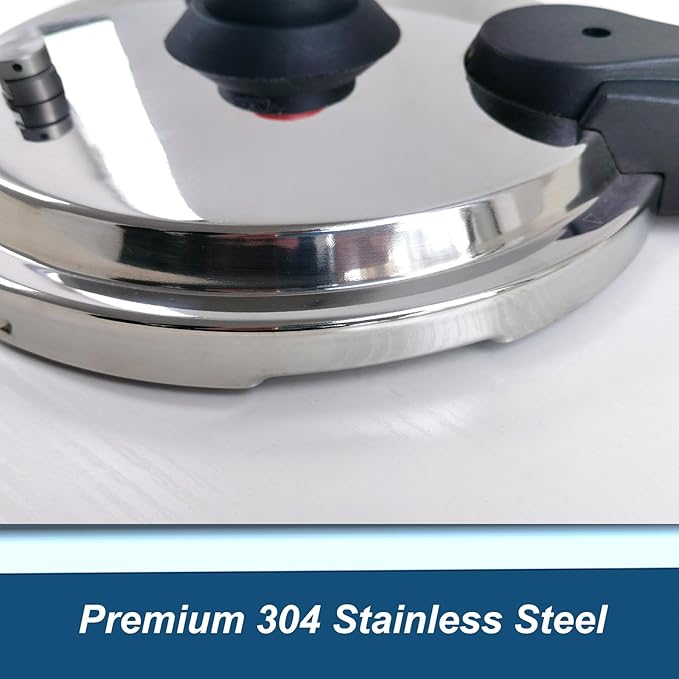 XINFU Heavy Duty 304 Stainless Steel Pressure Cooker 10.6 Quart for Big Family, Standard & Fast Mode, Multi-Safety, Even-Heat Patented Base, Compatible with Gas, Electric, Ceramic and Induction Stoves