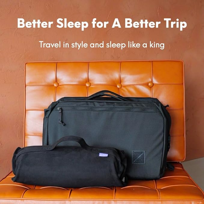 Cushion Lab Travel Deep Sleep Pillow ??Compact Memory Foam Neck Pillow for Sleeping, Portable Pillow for Hotels, Camping, Side & Back Sleepers, On-The-Go ??Black