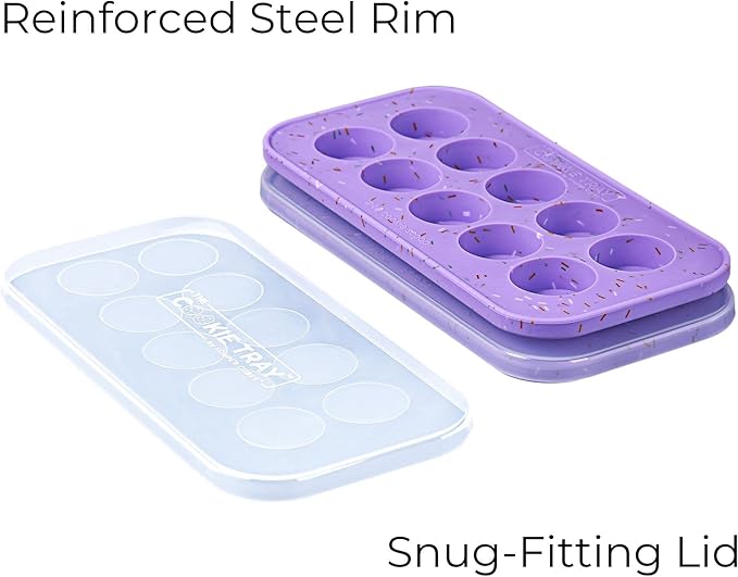 Souper Cubes Silicone Cookie Dough Freezer Tray - Perfect for Freezing and Storing Cookies, Mini Chocolates, Mini Egg Bites, Peanut Butter Cups and More - Lavender With Sprinkles - 2-Pack
