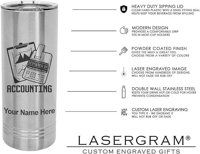 LaserGram 22oz Vacuum Insulated Skinny Tumbler, Gardening, Personalized Engraving Included (Stainless Steel)