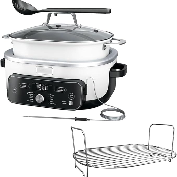 Ninja Foodi PossibleCooker PRO MC1000 8.5Qt Multicooker 8 in 1 Slow Cooker,Warmer, Glass Lid, Integrated Spoon, Nonstick (WHITE)