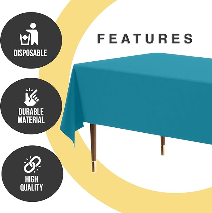 Exquisite 66% Thicker Premium Plastic Table Cloth Rectangle Table Cover 0.5 Mil 24 Pack Turquoise Table Cloth 54 Inch x 108 Inch Disposable Tablecloth Won't Tear Easily Like Cheap Thin Brands