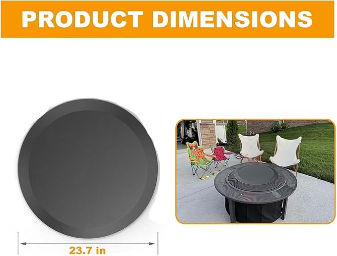 Surround Surface Fire Pit Lid for Solo Stove Bonfire and Ranger Tabletop Accessories, 23.75 Inch Heavy Duty Cold-Rolled Steel Fire Pit Cover for Outdoor and Camping