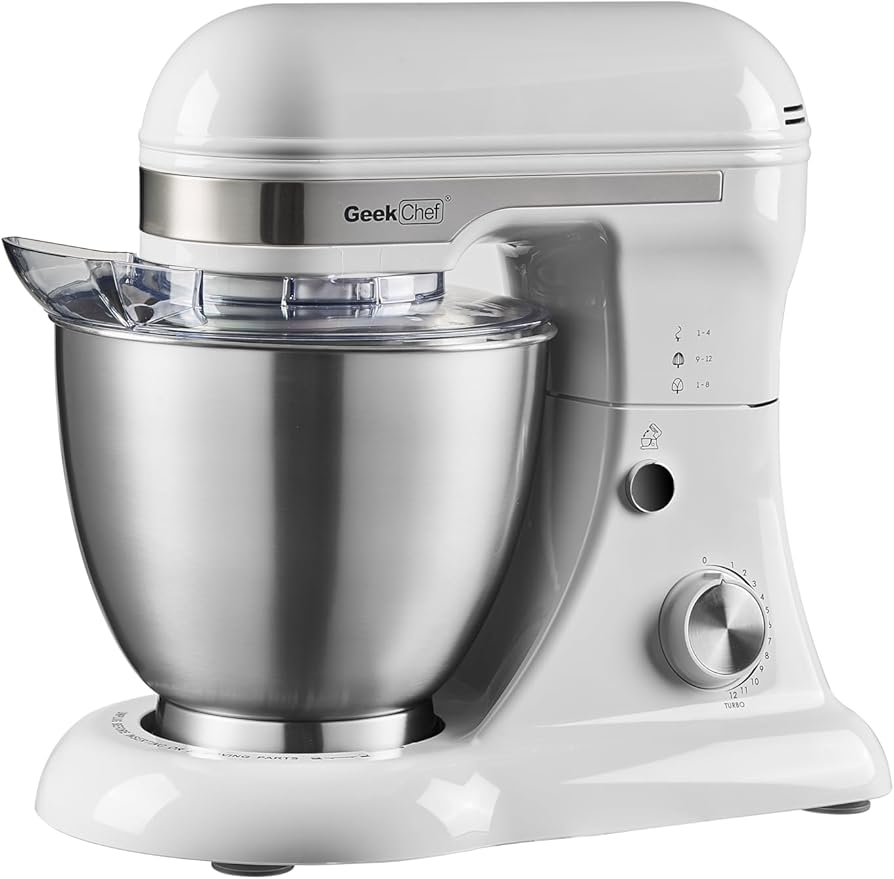Geek Chef 3-IN-1 Stand Mixer, 4.8QT, 12 Speeds Tilt-head Food Mixer with Dough Hook, Whisk, Beater and Digital Scale with App, Gray