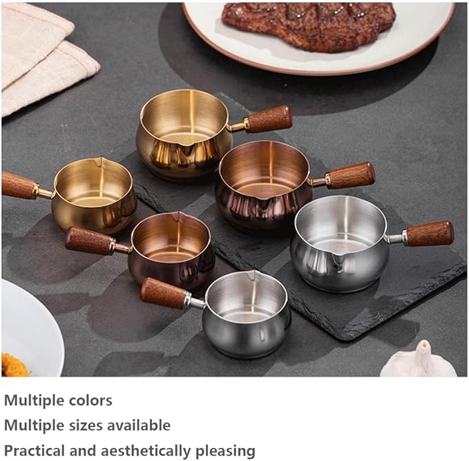 Mini Stainless Steel Sauce Pan, Chocolate Melting Pot & Dipping Bowl - 2PCS (100ML, Silvery)