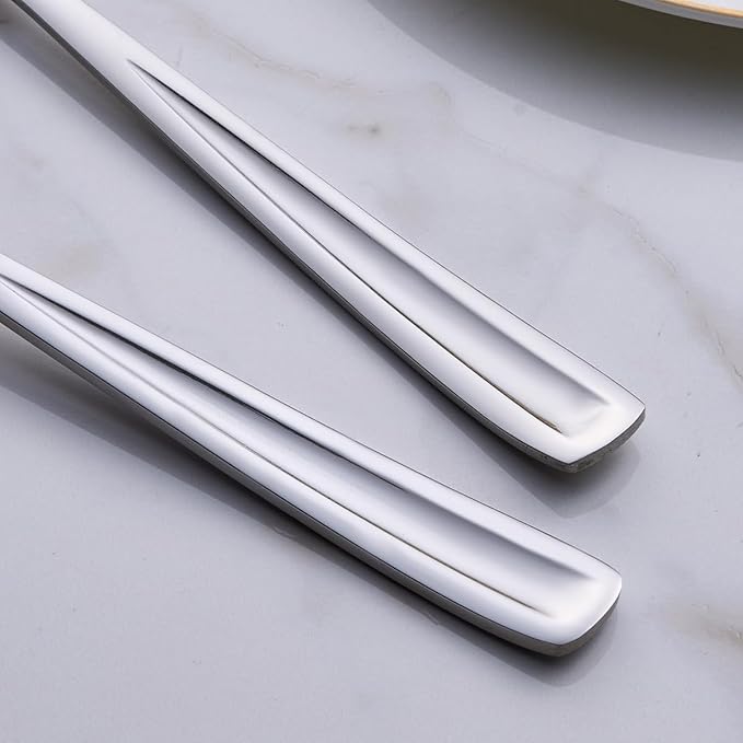 GoGeiLi Salad Server Set, 9.5-inch Stainless Steel Salad Serving Utensil, 2-Piece Large Salad Spoon and Fork Serving Set, Dishwasher Safe