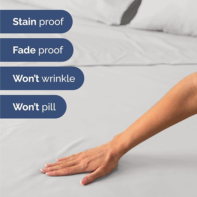Twin 4 Piece Sheet Set - Cooling & Breathable Bed Sheets - Hotel Luxury Bed Sheets for Women, Men, Kids & Teens - Bedding with Deep Pockets & Easy Fit - Soft and Wrinkle Free - Twin French Grey Sheets