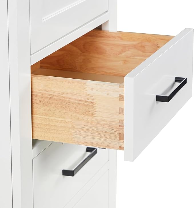 ARIEL Bathroom Storage Cabinet - Solid Hevea Wood and Fully Assembled for Long-Lasting Durability and Sophisticated Finish