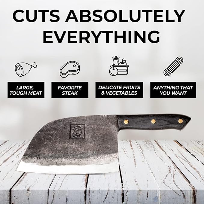 COOLINA The Real Duo Lixy & Promaja High Carbon Steel Knife Set | Versatile Handmade Knives for Chopping & Dicing, Full Tang, Ergonomic Handles | Perfect for BBQ & Grill