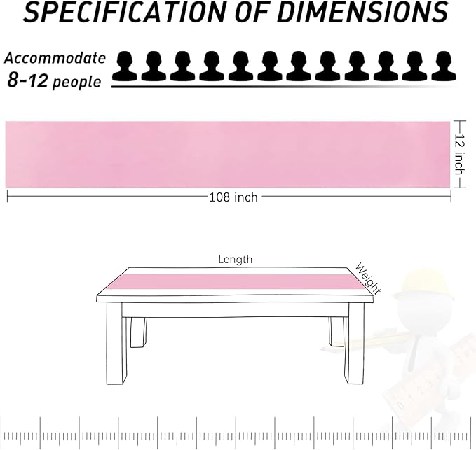 JEVIX 5 Pack Table Runner 12 X 108 Inch Silk Table Runner for Party,Wedding, Birthday, Banquets,Decoration(Pink)